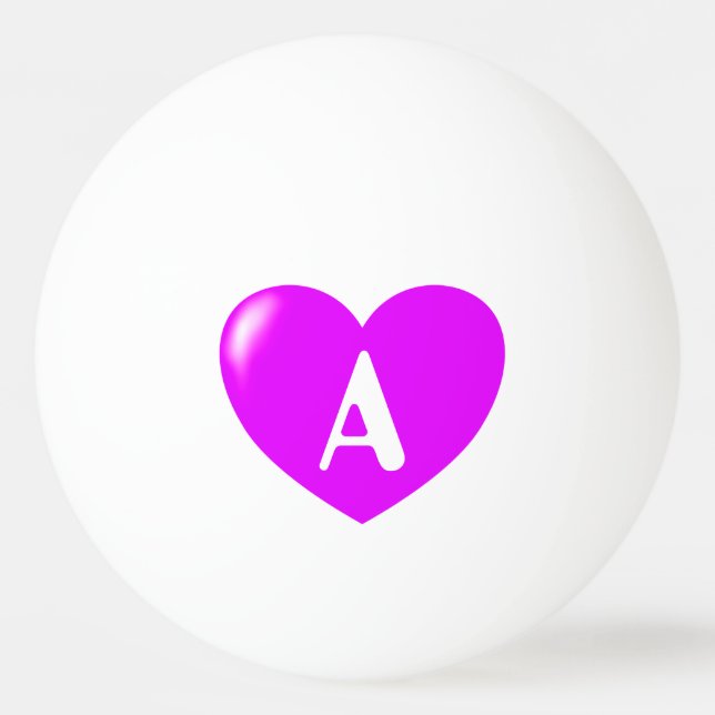 Flashy Pink Heart With Your Monogram Custom Ping Pong Ball (Front)