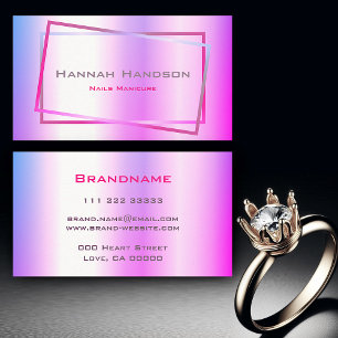 Flashy Pink Purple Holographic Design Trendy Nails Business Card