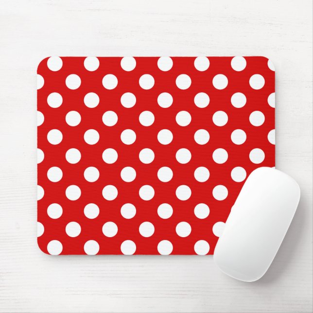 Flashy Red And Big White Polka Dots Pattern, Cute  Mouse Mat (With Mouse)