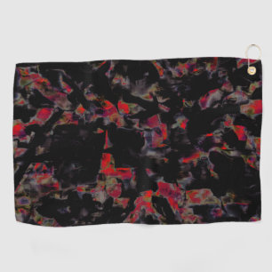 Flashy red blots on dark grey rocky base, texture golf towel