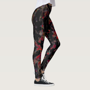 Flashy red blots on dark grey rocky base, texture  leggings