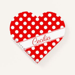 Flashy Red Heart -Shaped Notebook With Custom Name