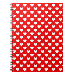 Flashy Red With White Hearts Polka Dot Pattern Notebook