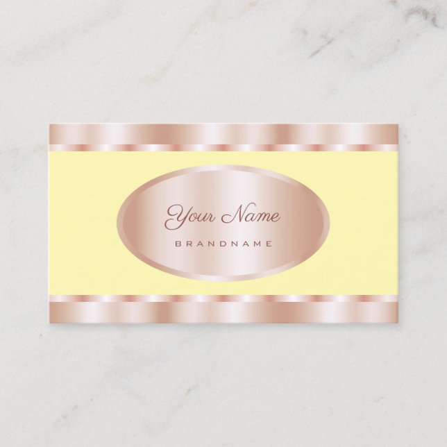 Flashy Rose Gold Effect with Light Yellow Colour Business Card (Front)