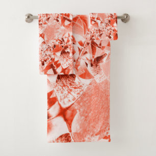 Flashy salmon to red with some bright and twisted bath towel set