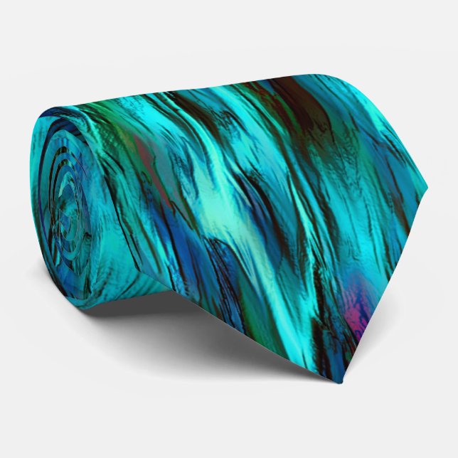 Flashy stained from blue to cyan, and red spots tie (Rolled)