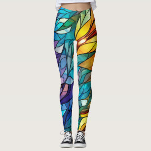 Flashy Stained Glass, Vivid Colors, Colorful Leggings