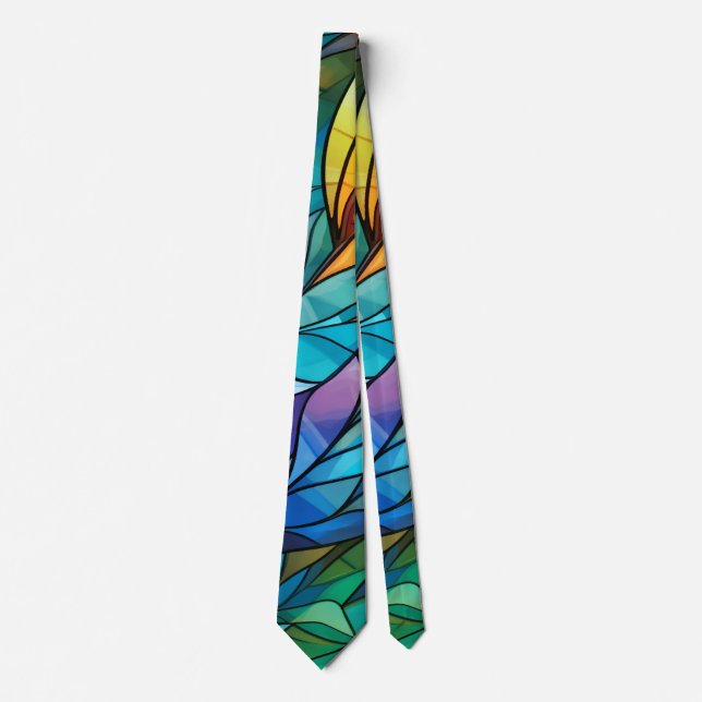 Flashy Stained Glass, Vivid Colours, Colourful Tie (Front)