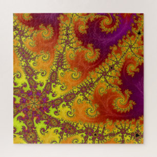 Flashy Vibrant Spiral Fractal Funky Abstract Art Jigsaw Puzzle