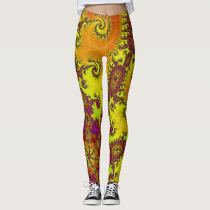 Flashy Vibrant Spiral Fractal Funky Abstract Art Leggings