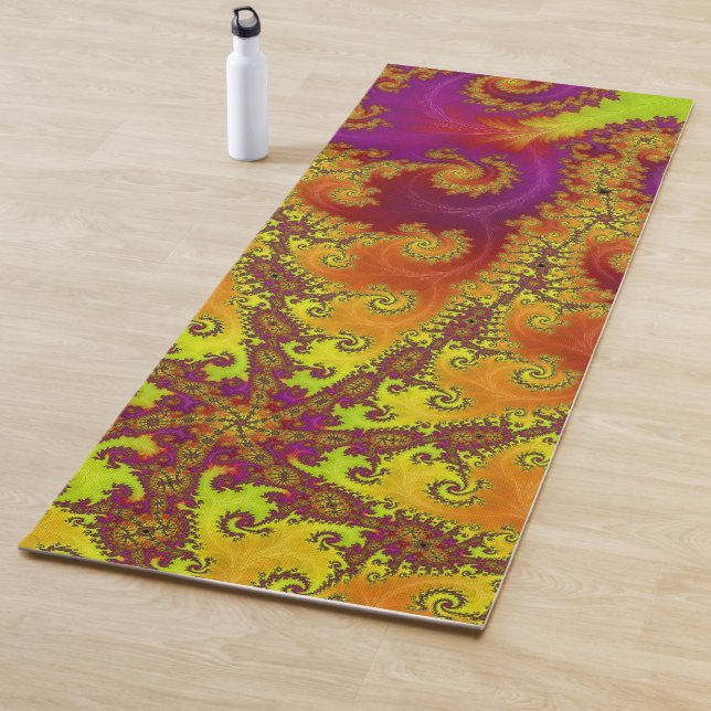 Flashy Vibrant Spiral Fractal Funky Abstract Art Yoga Mat (In Situ)