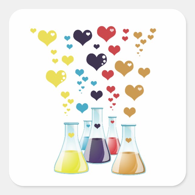 Flask, Erlenmeyer, Beaker, Chemistry, Laboratory Square Sticker (Front)