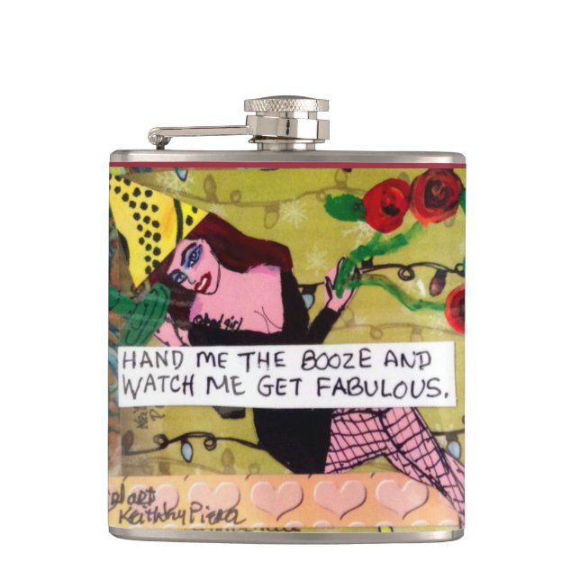 FLASK-HAND ME THE BOOZE AND WATCH ME HIP FLASK (Front)