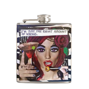 FLASK-I'M JUST THE RIGHT AMOUNT OF WRONG. HIP FLASK