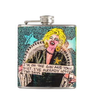 Flask-I'm on the gin and tonic diet. Hip Flask