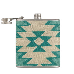 Flask In Teal Southwestern Weave Artwork