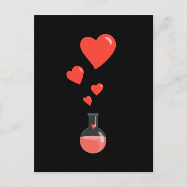 Flask of Hearts Science Pheromones Postcard (Front)