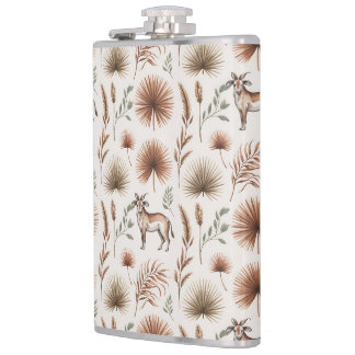 Flask with a whimsical pattern of goats and soft