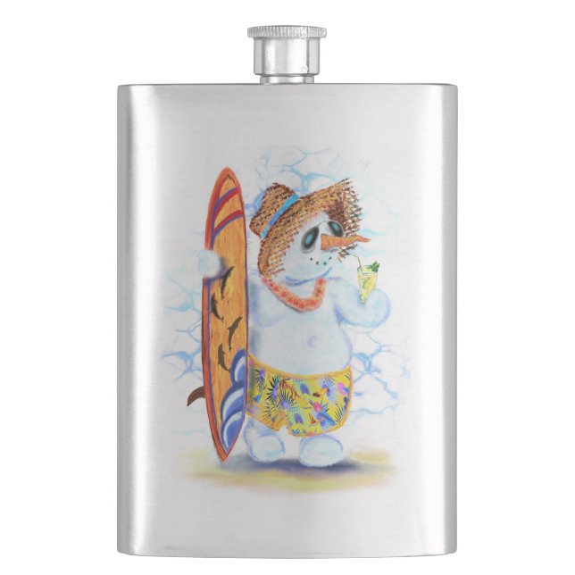 Flask with Summer Snowman Drinks Cocktail  (Front)