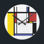 Flasks Gift - Piet Mondrian Round Clock<br><div class="desc">Piet Mondrian great industrial designer,  Enjoy!</div>