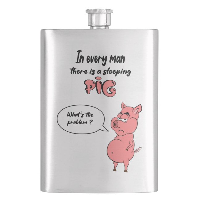 Flasus Ronchon the pig Hip Flask (Front)