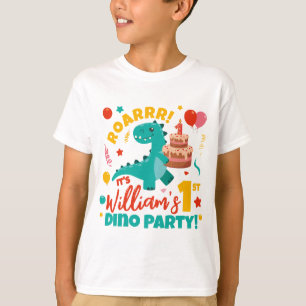 Flat 1st Birthday Dino Party Colourful T-Shirt
