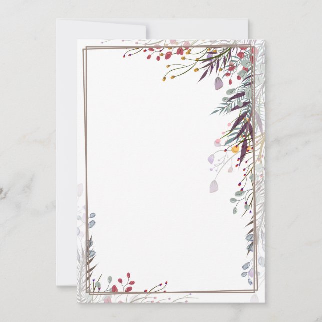 Flat Announcement Card - Corner With Flowers (Front)