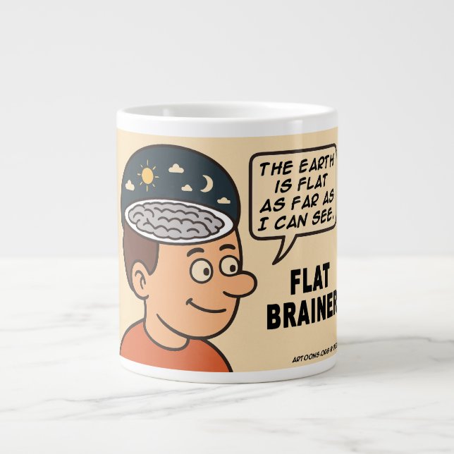 Flat Brainer Large Coffee Mug (Front)