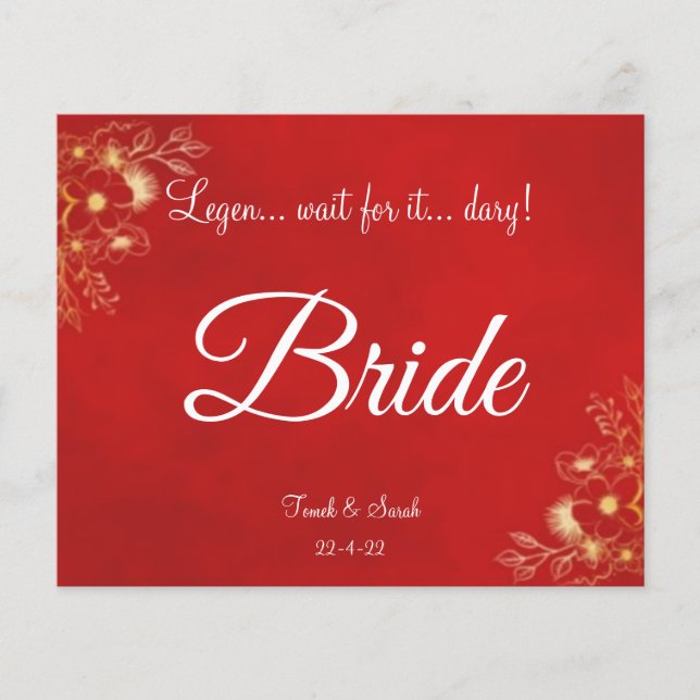 Flat burgundy place card with bilingual menu  (Front)