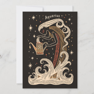 Flat card - Aquarius Celestial Zodiac Art