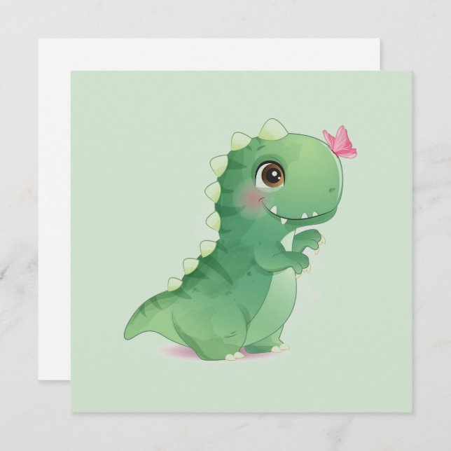 FLAT CARD : BABY DINOSAUR - with TEXT (Front/Back)