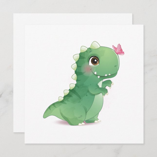 FLAT CARD : BABY DINOSAUR - with TEXT (Front/Back)