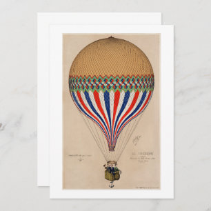 FLAT CARD (BLANK)  : FRENCH FLAG THEMED BALLOON