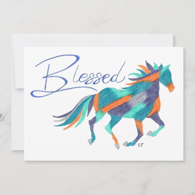 Flat Card Blessed Horse by Sherry Jarvis (Front)