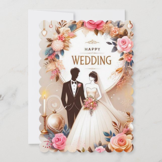 Flat Card happy Wedding  (Front)