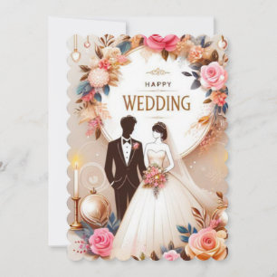 Flat Card happy Wedding 