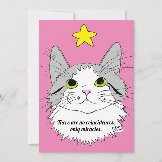 Flat Card No Coincidences, Only Miracles Cat Gizmo (Front)