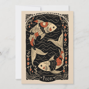 Flat card - Pisces Celestial Zodiac Art 