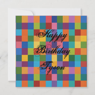 Flat Card rainbow squares, rainbow happy Birthday