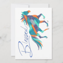 Flat Card Turquoise Blessed Horse by Sherry Jarvis
