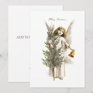 FLAT CARD : VINTAGE CHRISTMAS ANGEL - CUSTOMISABLE
