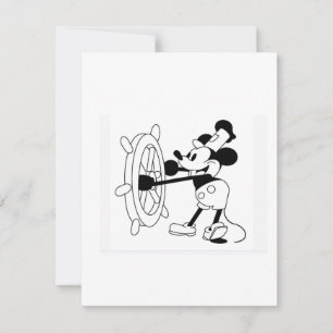 Flat card with iconic Steamboat Willie design fun