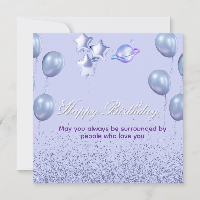 Flat CardColorful Birthday Invitation with Balloon (Front)