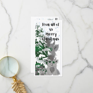 Flat Christmas Monster family Card