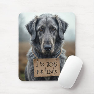 Flat Coat Retirever with Cardboard Sign Mouse Mat