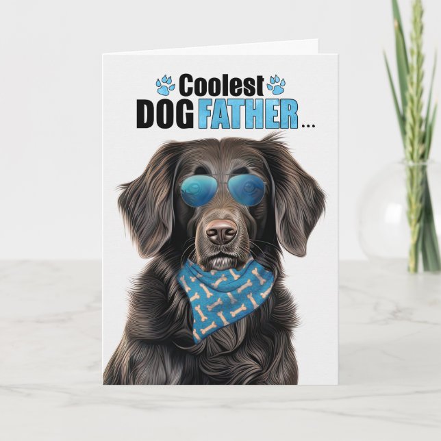 Flat Coat Retriever Dog Coolest Dad Father's Day Holiday Card (Front)