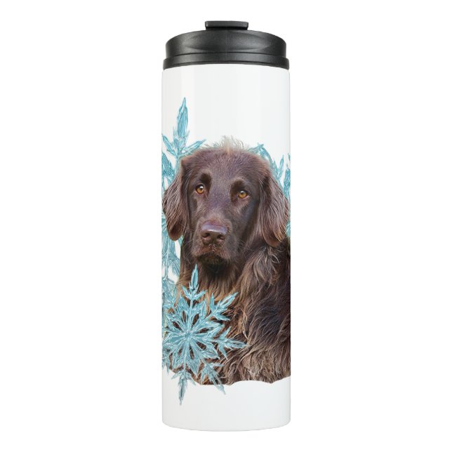 Flat Coat Retriever in the Snowflakes  Thermal Tumbler (Front)