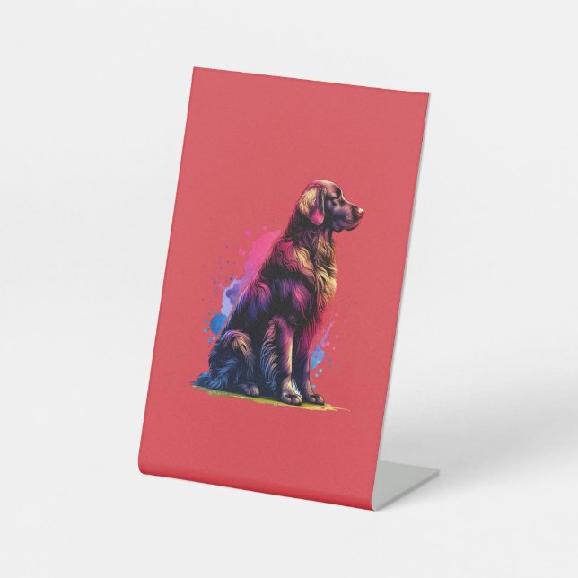 Flat Coated Golden Retriever Dog Pedestal Sign (Front)