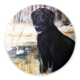 Flat-Coated Retreiver Ceramic Knob