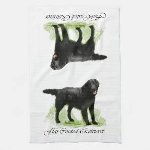 Flat-Coated Retriever Art Gifts Tea Towel